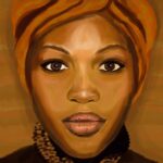 Portrait d'une femme noir en aquarelle